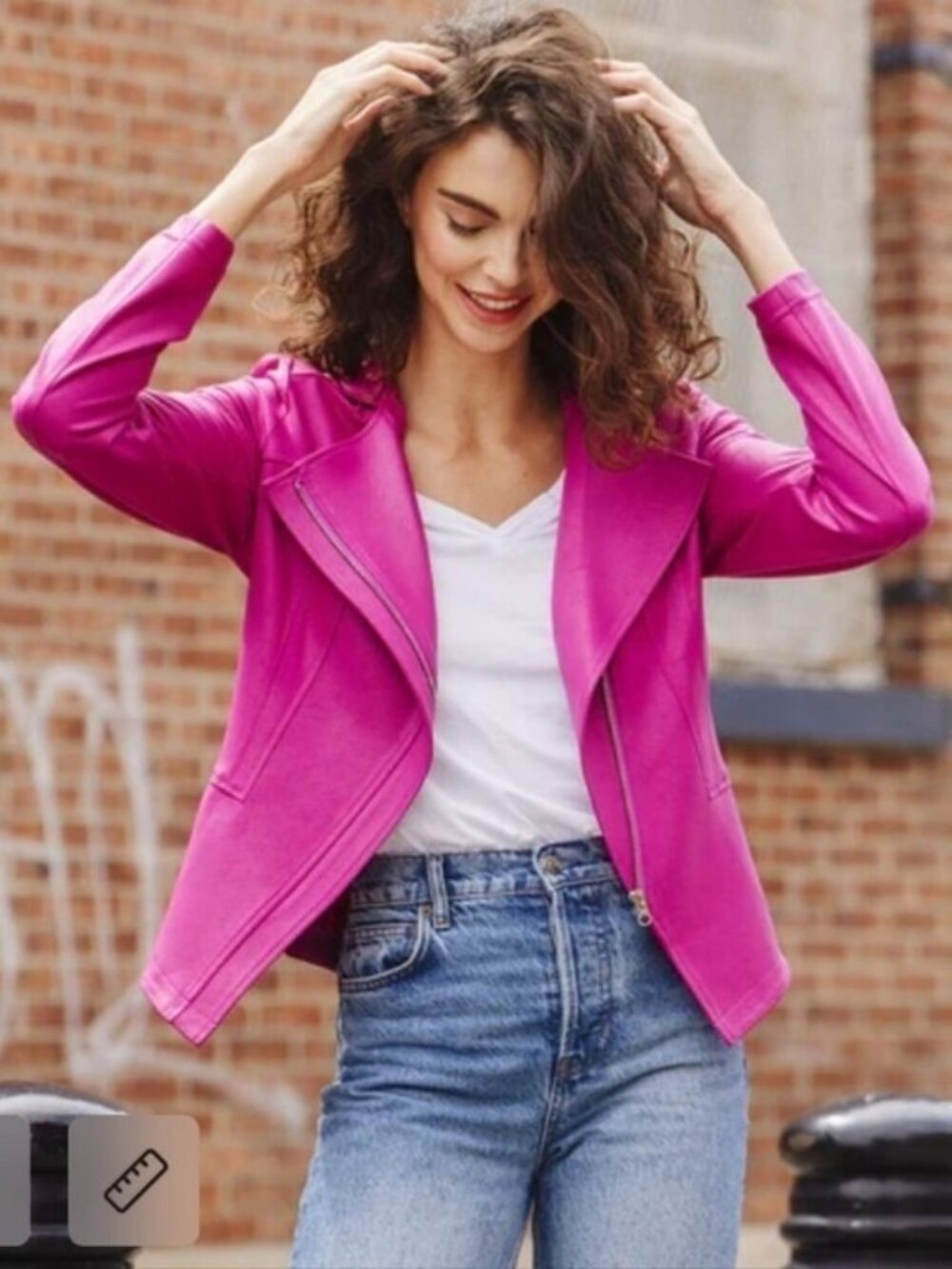 Clara Sun Woo Liquid Signature Leather Zip Jacket Magenta Size XS